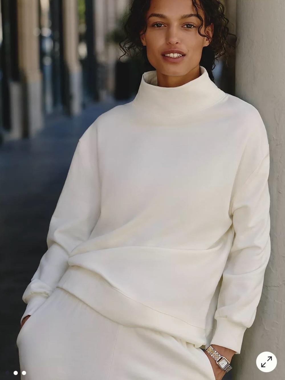 Daily Practice/Anthropologie 100% Cotton Mock Neck Sweatshirt in Ivory M NWT